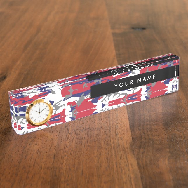 Independence day Camouflage Your name Personalize Desk Name Plate (Side)