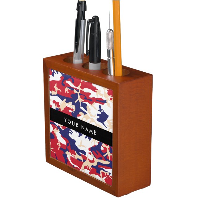 Independence day Camouflage Your name Personalize Desk Organizer (In Situ)