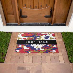 Independence day Camouflage Your name Personalize Doormat