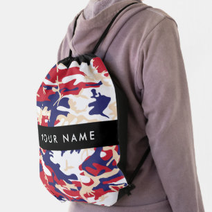 Independence day Camouflage Your name Personalize Drawstring Bag