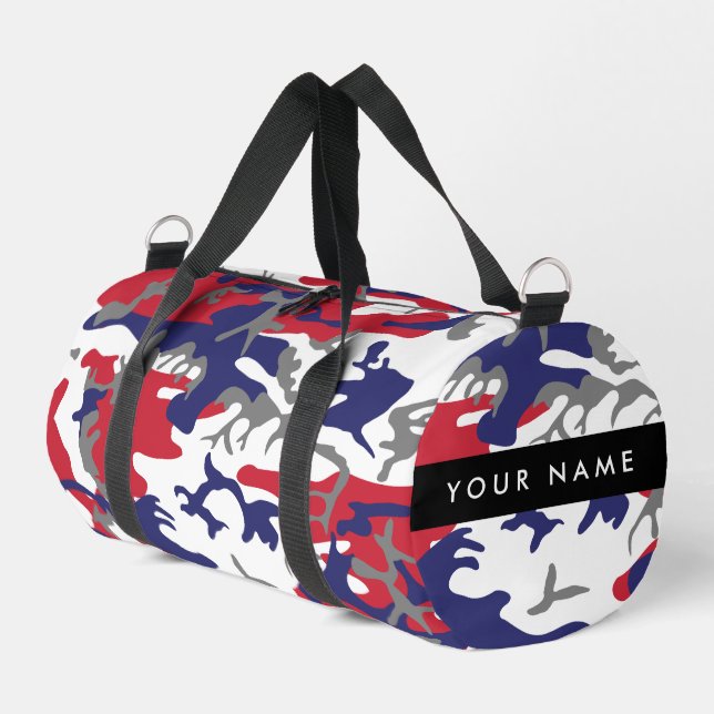 Independence day Camouflage Your name Personalize Duffle Bag (Left Corner)