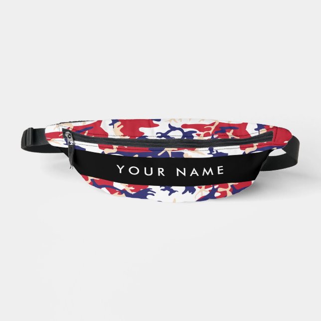Independence day Camouflage Your name Personalize Fanny Pack (Front)