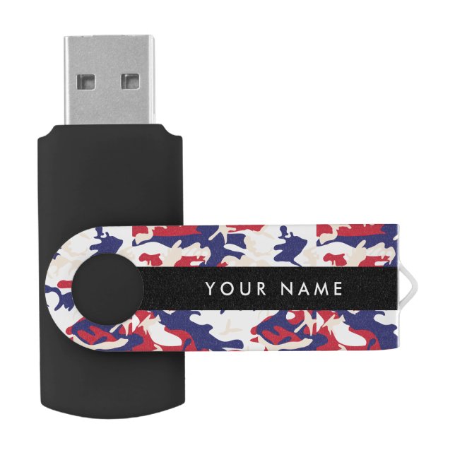 Independence day Camouflage Your name Personalize Flash Drive (Opened)