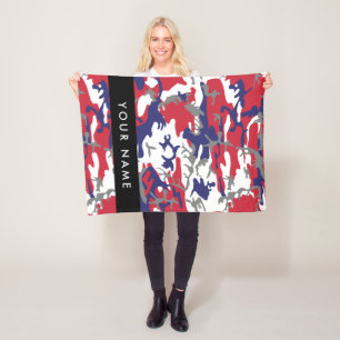 Independence day Camouflage Your name Personalize Fleece Blanket