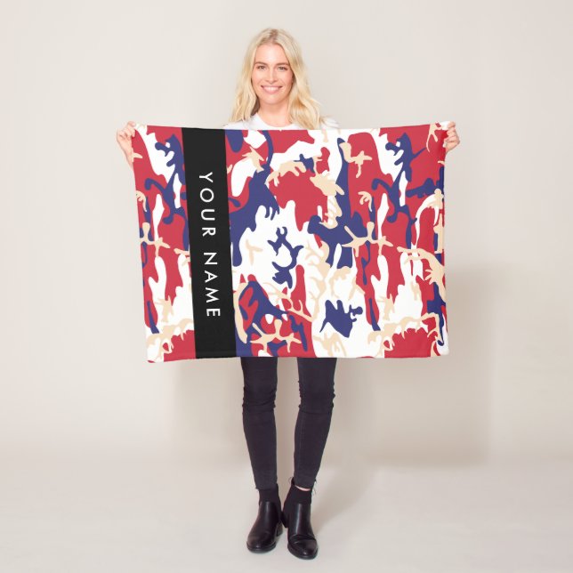 Independence day Camouflage Your name Personalize Fleece Blanket (In Situ)