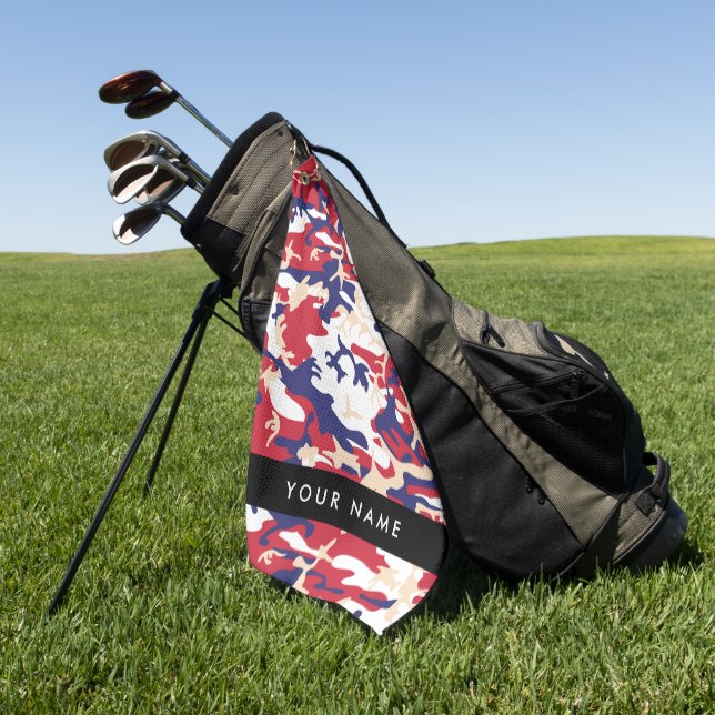 Independence day Camouflage Your name Personalize Golf Towel (Green)