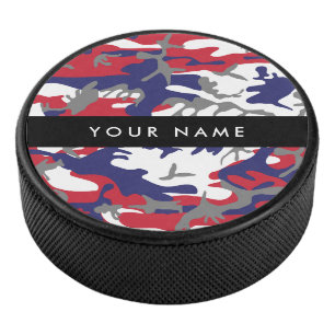 Independence day Camouflage Your name Personalize Hockey Puck