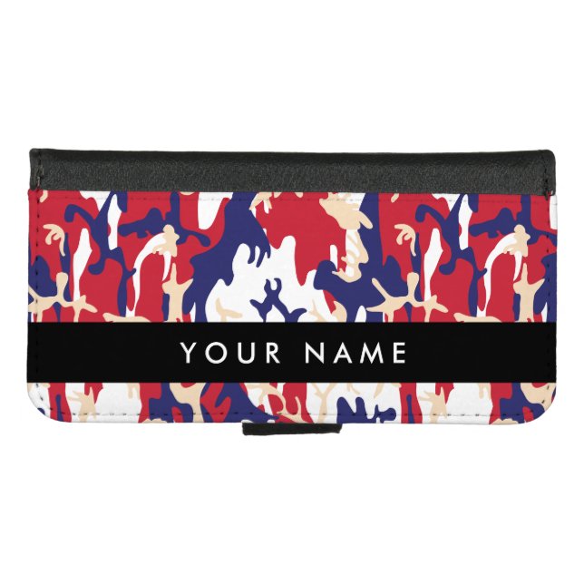 Independence day Camouflage Your name Personalize iPhone Wallet Case (Front (Horizontal))