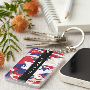 Independence day Camouflage Your name Personalize Keychain
