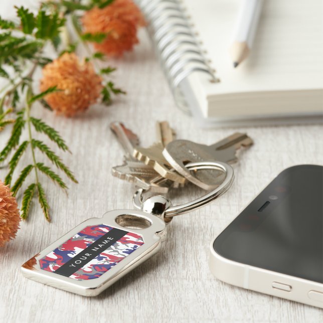 Independence day Camouflage Your name Personalize Keychain (Side)