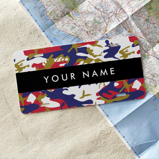 Independence day Camouflage Your name Personalize License Plate (In Situ)