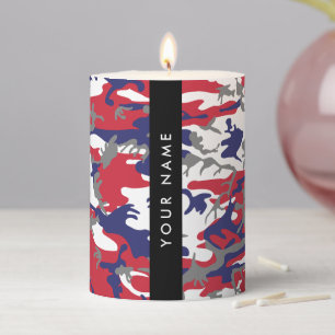 Independence day Camouflage Your name Personalize Pillar Candle