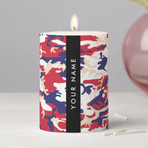 Independence day Camouflage Your name Personalize Pillar Candle