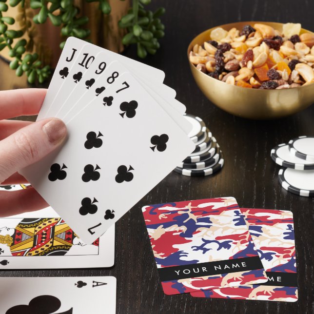 Independence day Camouflage Your name Personalize Poker Cards (In Situ)
