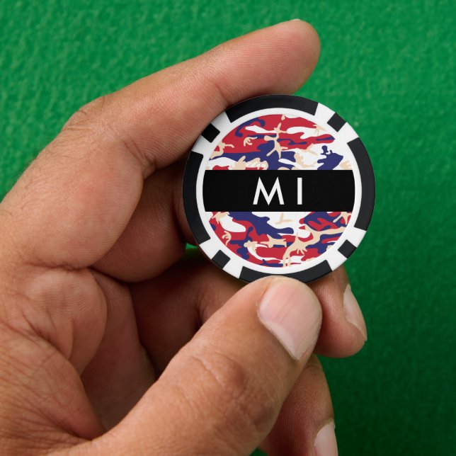 Independence day Camouflage Your name Personalize Poker Chips (Hand)