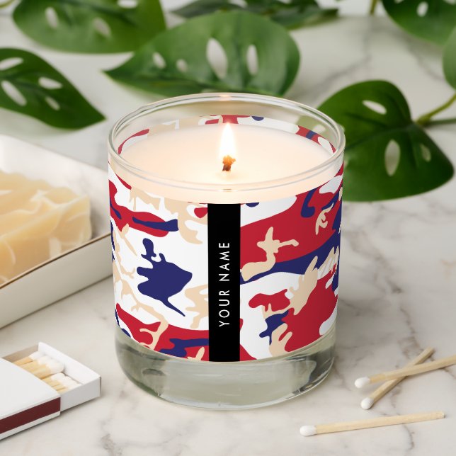 Independence day Camouflage Your name Personalize Scented Candle (Lit)