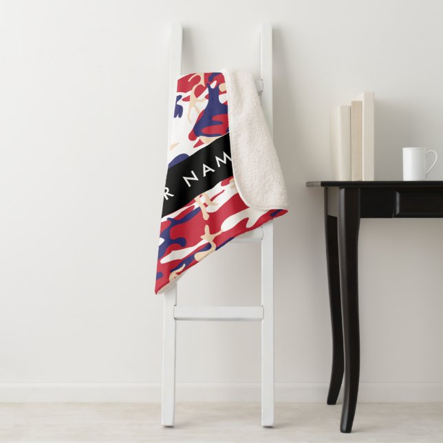 Independence day Camouflage Your name Personalize Sherpa Blanket (In Situ)