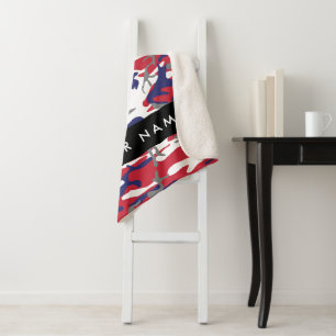 Independence day Camouflage Your name Personalize Sherpa Blanket