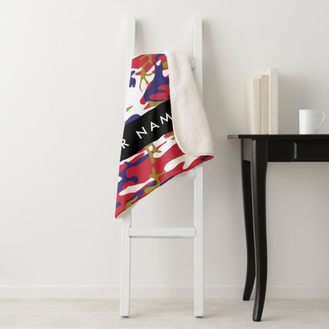 Independence day Camouflage Your name Personalize Sherpa Blanket (In Situ)