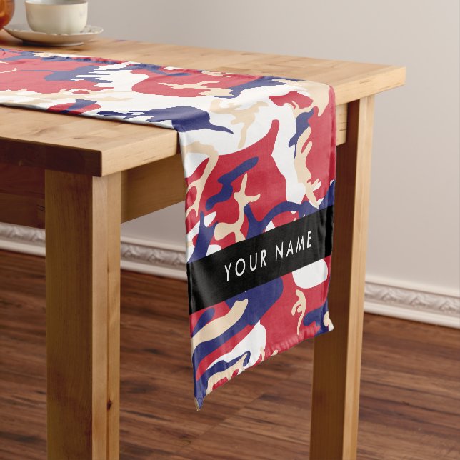 Independence day Camouflage Your name Personalize Short Table Runner (In Situ)