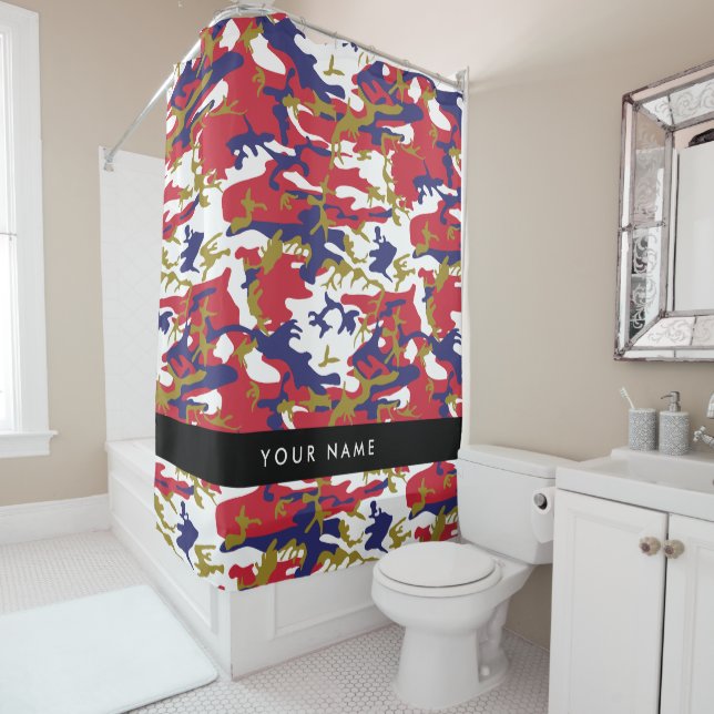 Independence day Camouflage Your name Personalize Shower Curtain (In Situ)