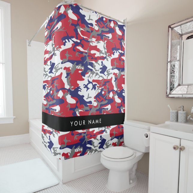 Independence day Camouflage Your name Personalize Shower Curtain (In Situ)