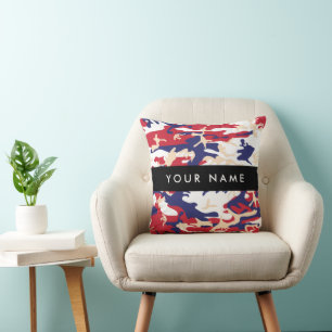 Independence day Camouflage Your name Personalize Throw Pillow