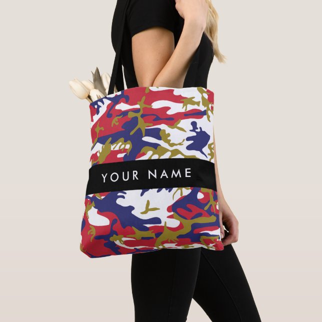 Independence day Camouflage Your name Personalize Tote Bag (Close Up)