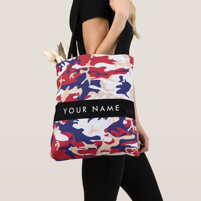 Independence day Camouflage Your name Personalize Tote Bag (Close Up)