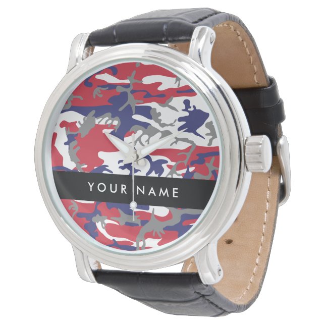 Independence day Camouflage Your name Personalize Watch (Angled)