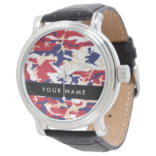 Independence day Camouflage Your name Personalize Watch