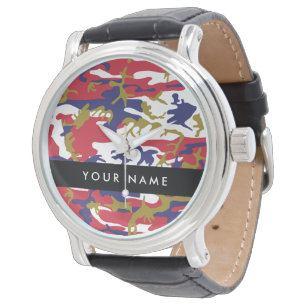 Independence day Camouflage Your name Personalize Watch