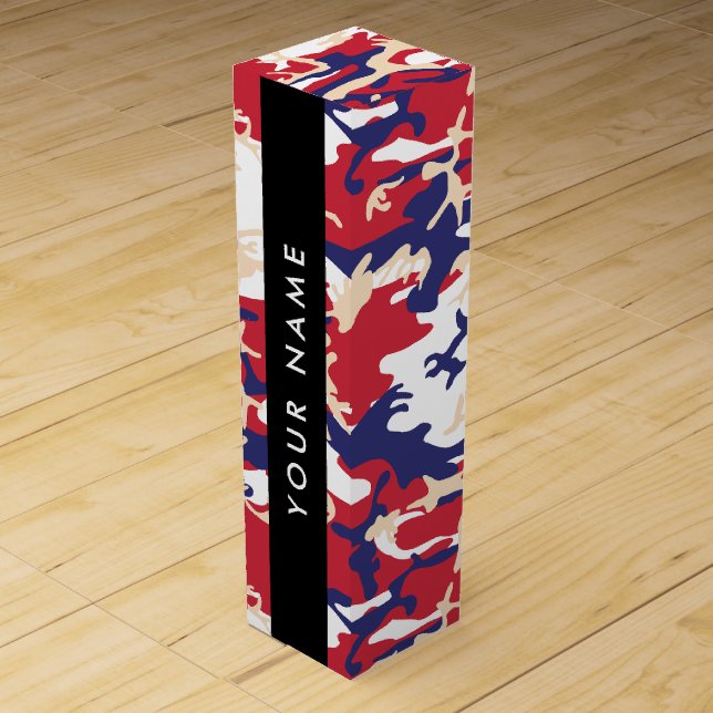 Independence day Camouflage Your name Personalize Wine Box (Front)