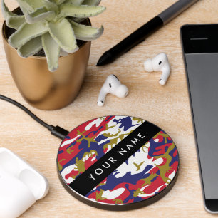 Independence day Camouflage Your name Personalize Wireless Charger