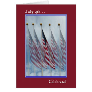 Independence Day Card with Five Flags
