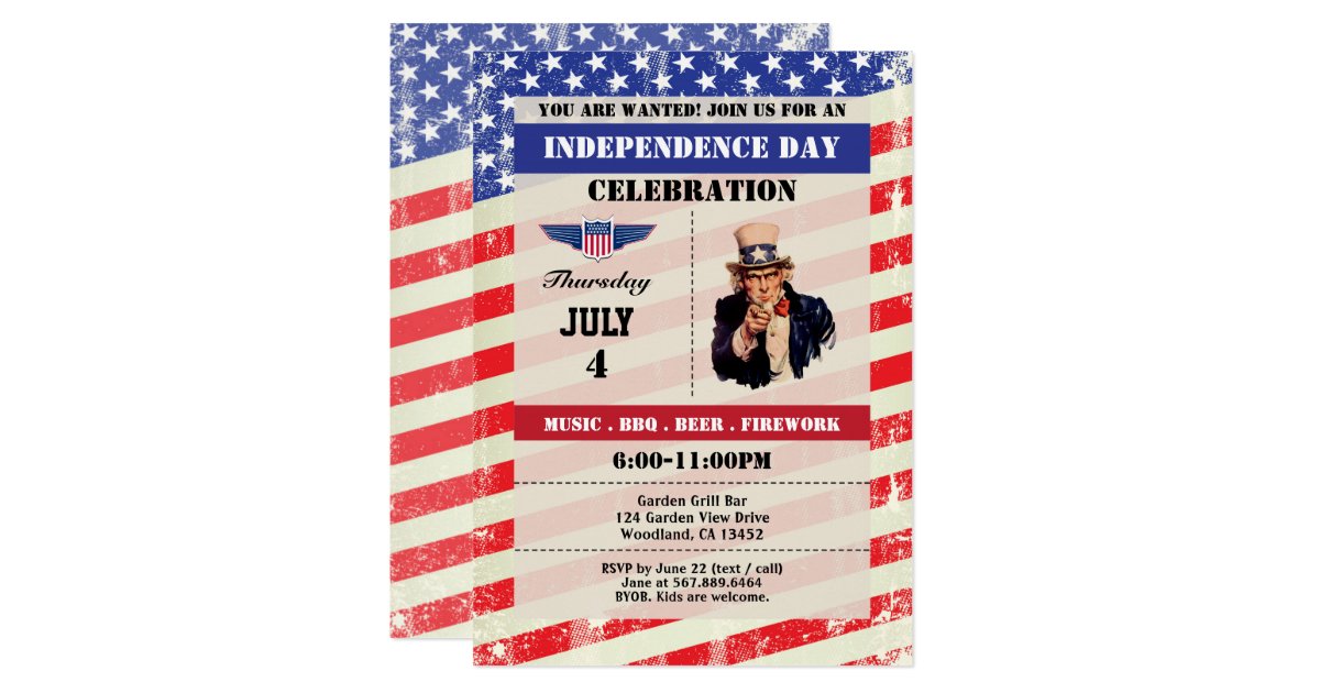 Independence Day celebration invite. 4th of July Invitation | Zazzle.com