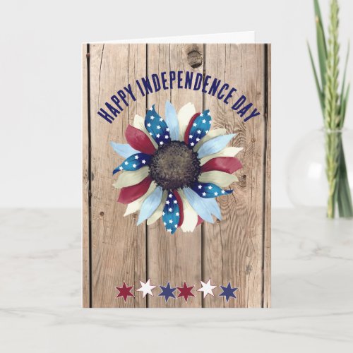 Independence Day Celebration Red White Blue Flower Card