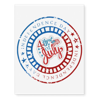 Independence Day circle with 4th of July in middle Temporary Tattoos