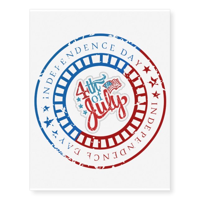 Independence Day circle with 4th of July in middle Temporary Tattoos (Front)