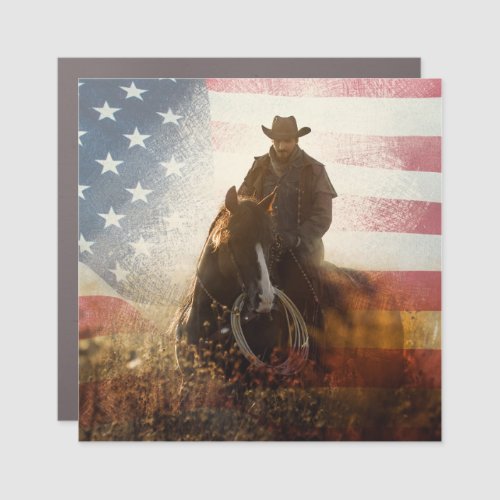 Independence Day cowboy image Car Magnet