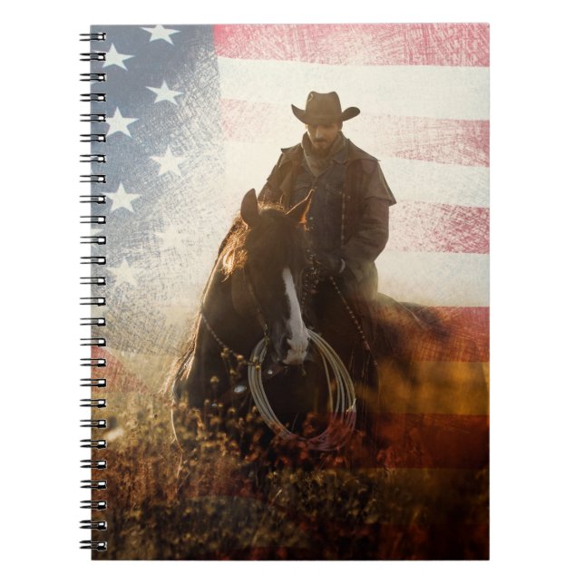 Independence Day cowboy image. Notebook (Front)