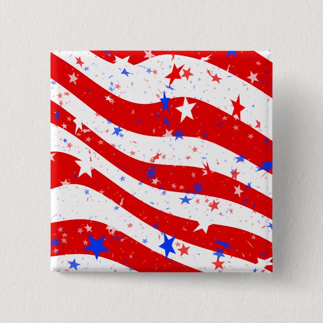 Independence Day Curved Stars and Stripes Button (Front)