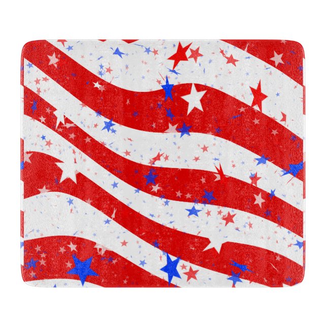 Independence Day Curved Stars and Stripes Cutting Board (Front)