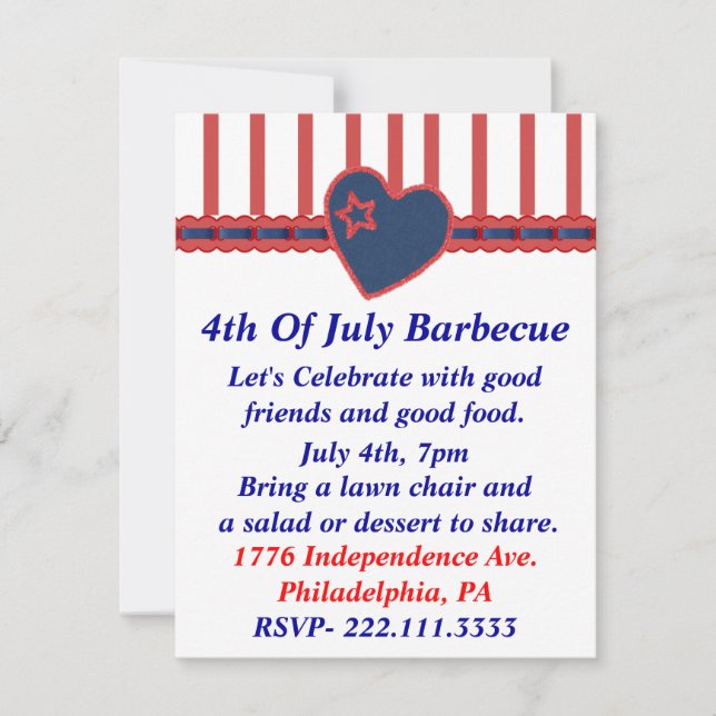 Independence Day Custom Party Invitation (Front)