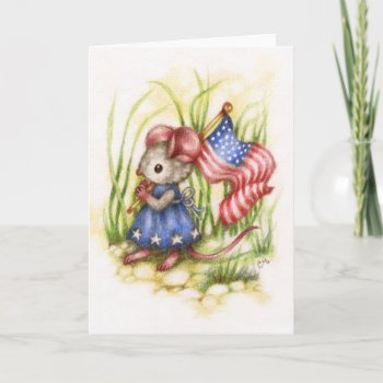 Independence Day - Cute Mouse Art Card by yarmalade at Zazzle