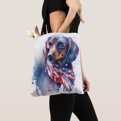 INDEPENDENCE DAY DACHSHUND TOTE BAG