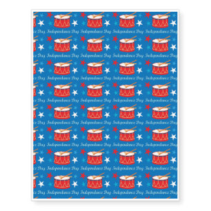 Independence Day Drums Temporary Tattoos