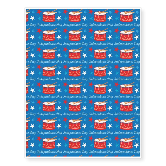 Independence Day Drums Temporary Tattoos (Front)
