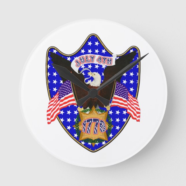 Independence Day Eagle Round Clock (Front)