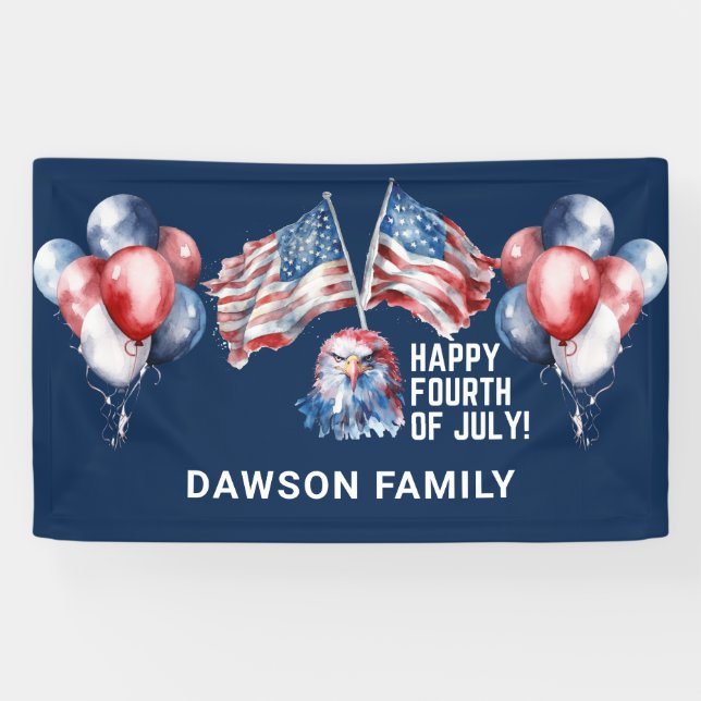 Independence Day Family Name personalized Banner (Horizontal)